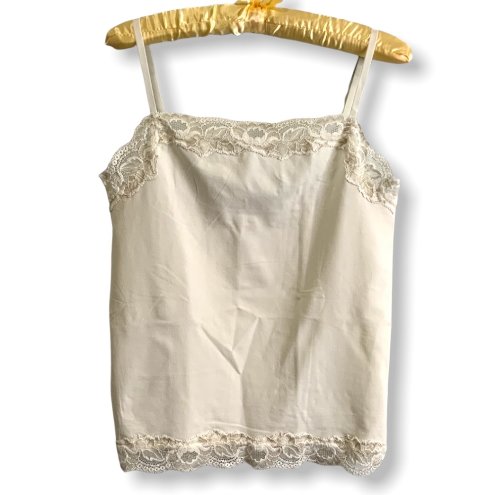 ANN TAYLOR Lace Trimmed Nylon Blend Camisole Sz L